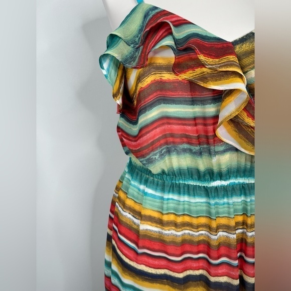 Seamline Cynthia Steffe Colorful Striped Sun Dress Size 12 Rainbow - Picture 5 of 11